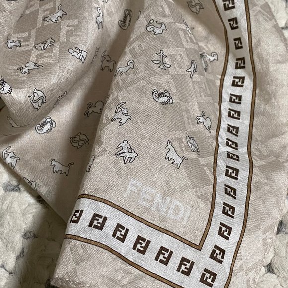 FENDI Authentic FF Logo FENDISSIMA Zodiac Scarf - Picture 2 of 7